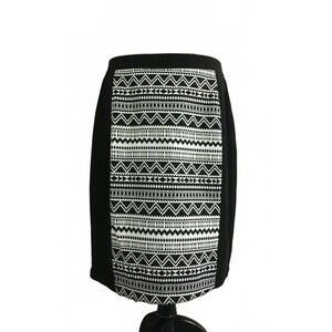 NEW Pixley Black White Alanis Geometric Tribal Print Knit Pencil Skirt XL